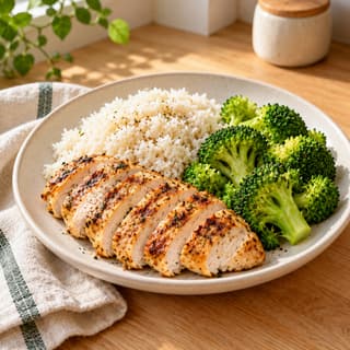 Poulet, riz et brocoli